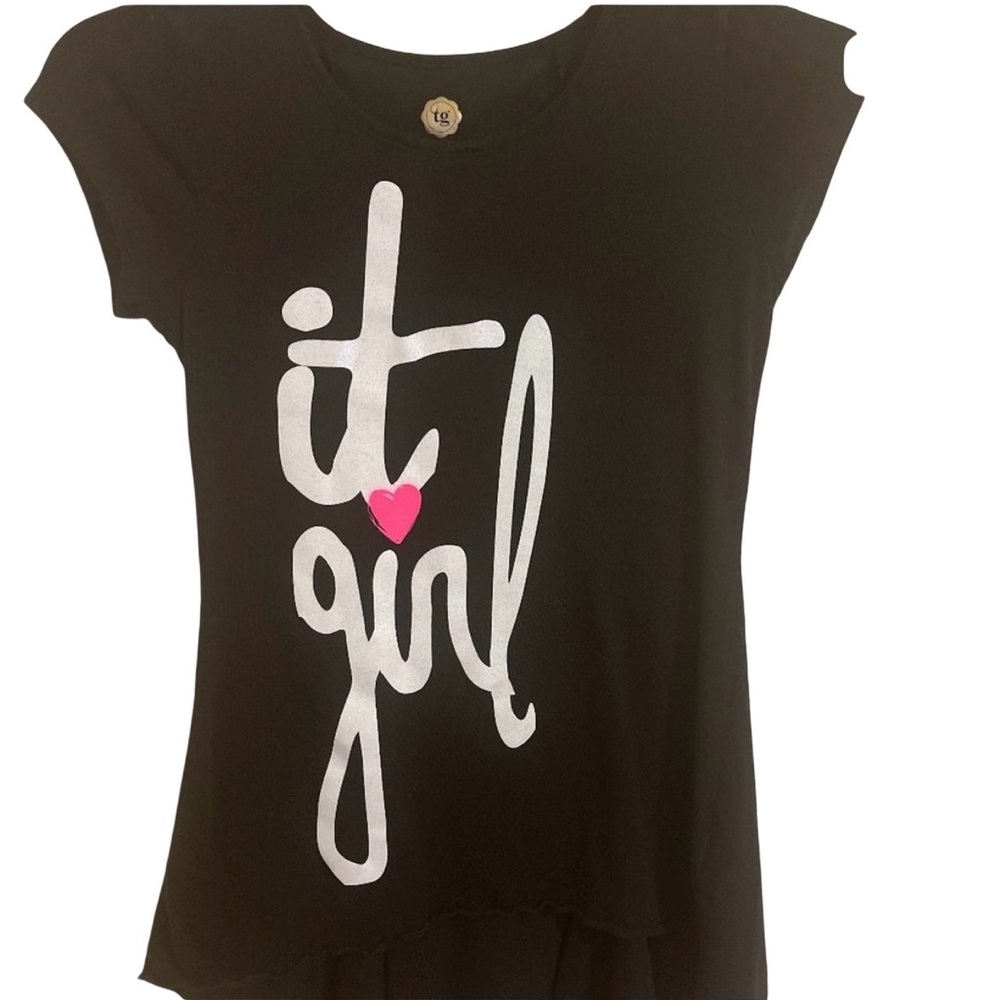 Total Girl black "It Girl" short sleeve top 10/12